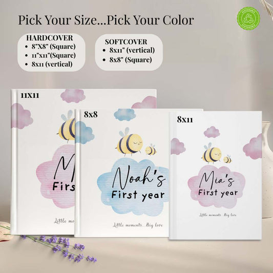 First Year Baby Memory Book - Bees Baby 1st Year Keepsake