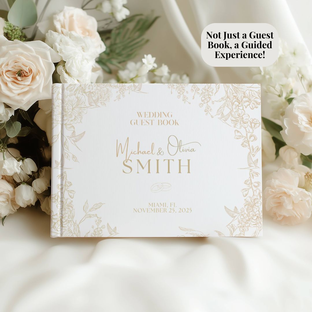 Personalized Wedding Guest Book - Interactive Wedding Memory Book With Prompts