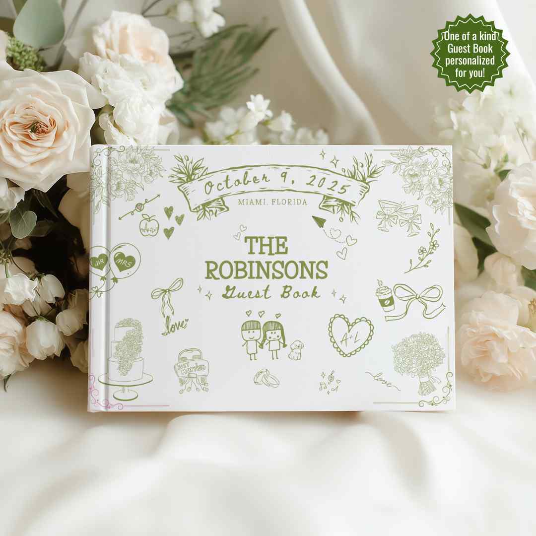 Personalized Wedding Guest Book - Interactive Wedding Memory Book With Prompts