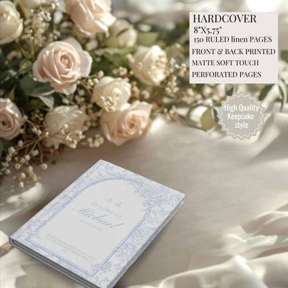Personalized Wedding Vow Books - Toile Pattern Hardcover Wedding Book