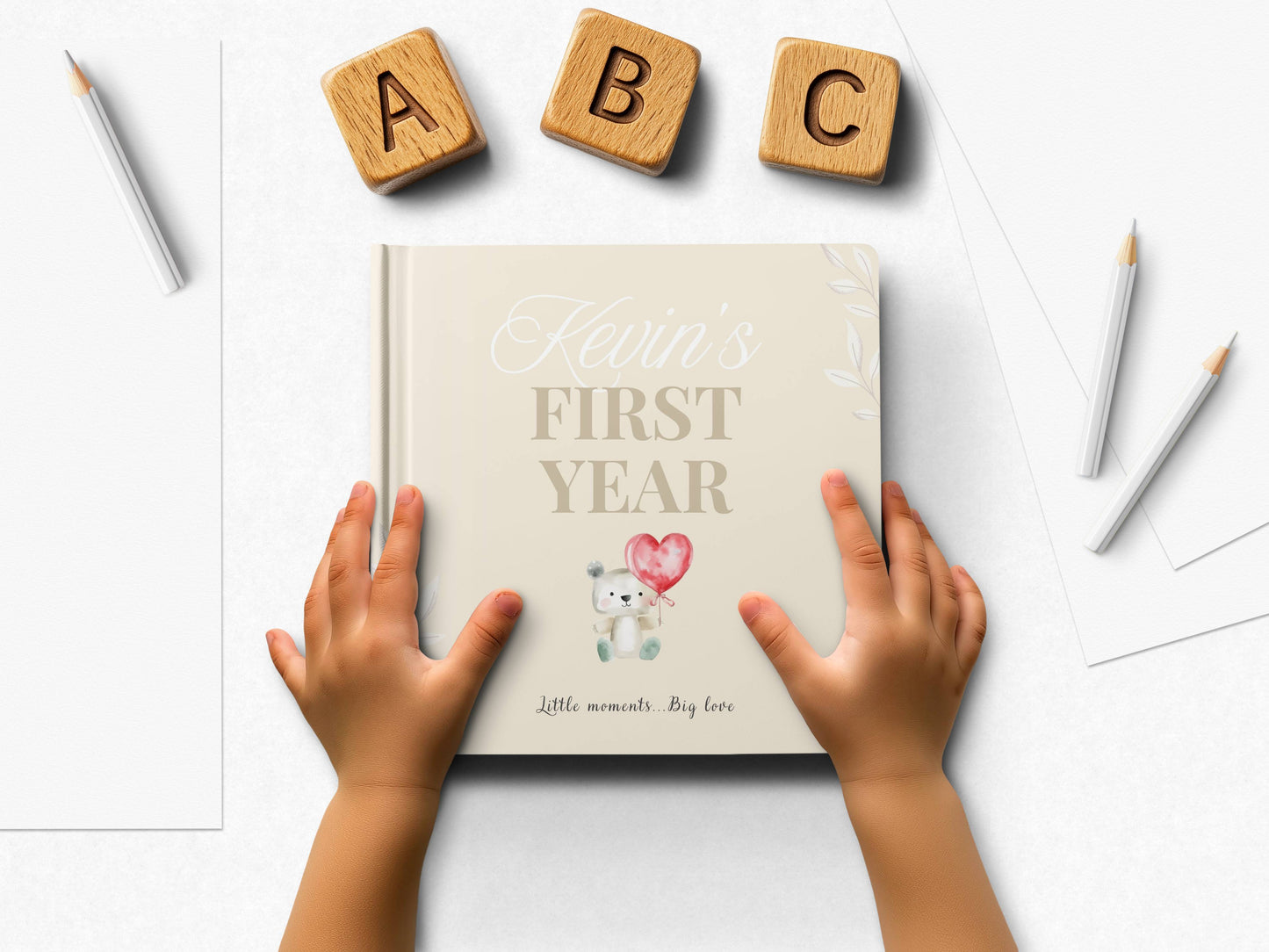 First Year Baby Memory Book - Bear Baby 1st Year Keepsake
