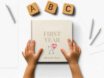First Year Baby Memory Book - Bear Baby 1st Year Keepsake