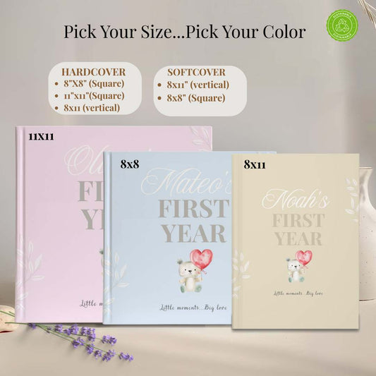 First Year Baby Memory Book - Bear Baby 1st Year Keepsake