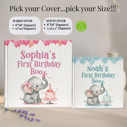 My First Birthday Book - Personalized Baby Book Blue and Pink Editions