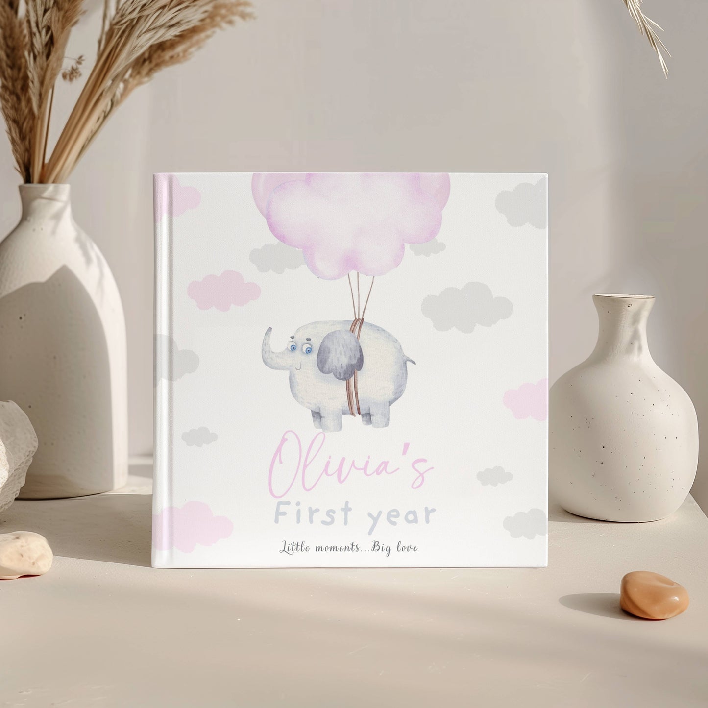 First Year Baby Memory Book - Elephant Baby 1st Year Keepsake