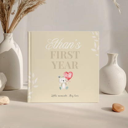 First Year Baby Memory Book - Bear Baby 1st Year Keepsake