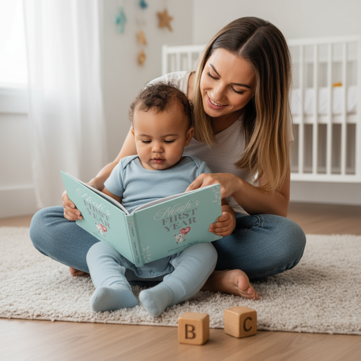 First Year Baby Memory Book - Bear Baby 1st Year Keepsake