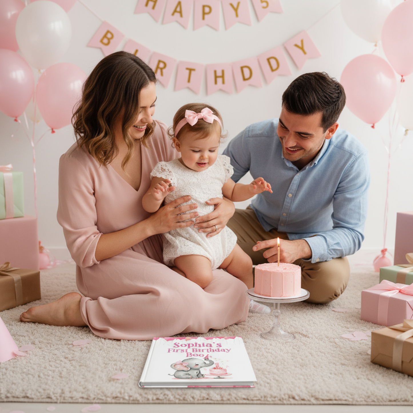 My First Birthday Book - Personalized Baby Book Blue and Pink Editions