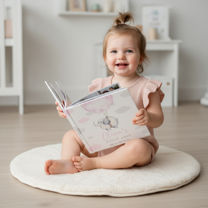 First Year Baby Memory Book - Elephant Baby 1st Year Keepsake