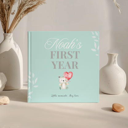 First Year Baby Memory Book - Bear Baby 1st Year Keepsake