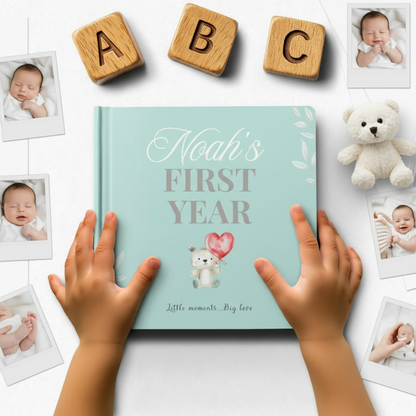 First Year Baby Memory Book - Bear Baby 1st Year Keepsake